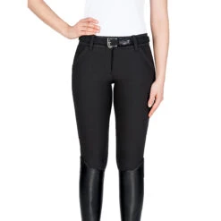 Equiline Women's X Shape Knee Grip Breech -Equinora Fashion Shop EQline 181 N08674 XShapeKG Black Front