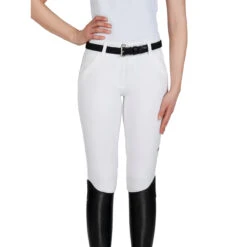 Equiline Women's X Shape Knee Grip Breech -Equinora Fashion Shop EQline 181 N08674 XShapeKG White Front