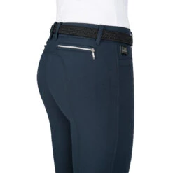 Equiline Women's Ash Riding Breeches With X-Grip Knee Patch 30 Equiline Women's Ash Riding Breeches With X-Grip Knee Patch -Equinora Fashion Shop EQline N08698 Ash.XGripKP Blue Detail