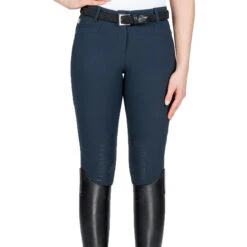 Equiline Women's Ash Riding Breeches With X-Grip Knee Patch 32 Equiline Women's Ash Riding Breeches With X-Grip Knee Patch -Equinora Fashion Shop EQline N08698 Ash.XGripKP Blue Front