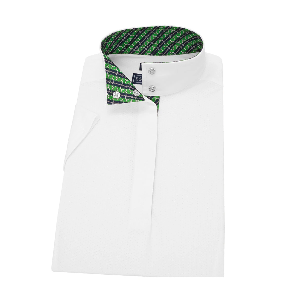 Essex Classics Ladies "Spurs & Straps" Talent Yarn Straight Collar Short Sleeve Show Shirt 1 Essex Classics Ladies "Spurs & Straps" Talent Yarn Straight Collar Short Sleeve Show Shirt