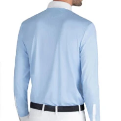 Equiline Evik Men's Competition Polo Long Sleeve Shirt -Equinora Fashion Shop Equiline Mens Evik.LS .Competition.Polo .Shirt Light.Blue Back