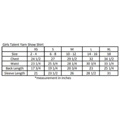 Essex Classics Girls "Strutting Chicken" Talent Yarn Wrap Collar Long Sleeve Show Shirt -Equinora Fashion Shop EssexGirlsSizeChart 2000x 71be320c 7010 4b22 be3e b463671ce6c0