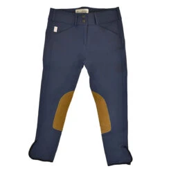 Tailored Sportsman Vintage Mid Rise Front Zip Breeches -Equinora Fashion Shop T.Sports 1963 French.Blue Tan 2
