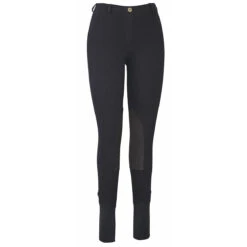 TuffRider Ladies Cotton Lowrise Pull-On Knee Patch Breeches 8 TuffRider Ladies Cotton Lowrise Pull-On Knee Patch Breeches -Equinora Fashion Shop black front 77894.1588621808.1280.1280