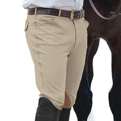 Ovation Men's EuroWeave Front Zip 4-Pocket Knee Patch Breeches -Equinora Fashion Shop classic show tan 06048.1588796601.1280.1280