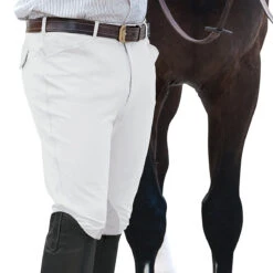 Ovation Men's EuroWeave Front Zip 4-Pocket Knee Patch Breeches -Equinora Fashion Shop white 61757.1588796602.1280.1280